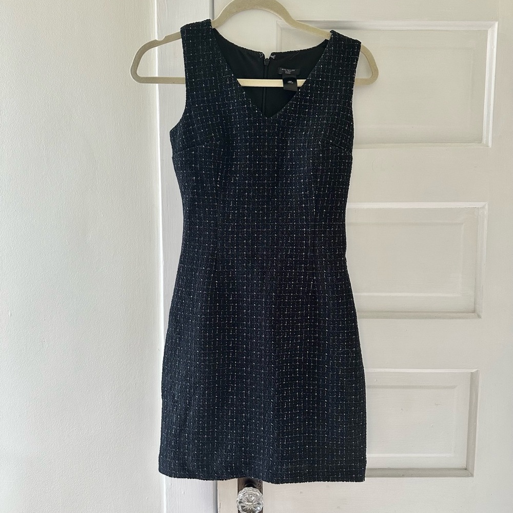 Petite professional dress - black knit with white accents; like new condition